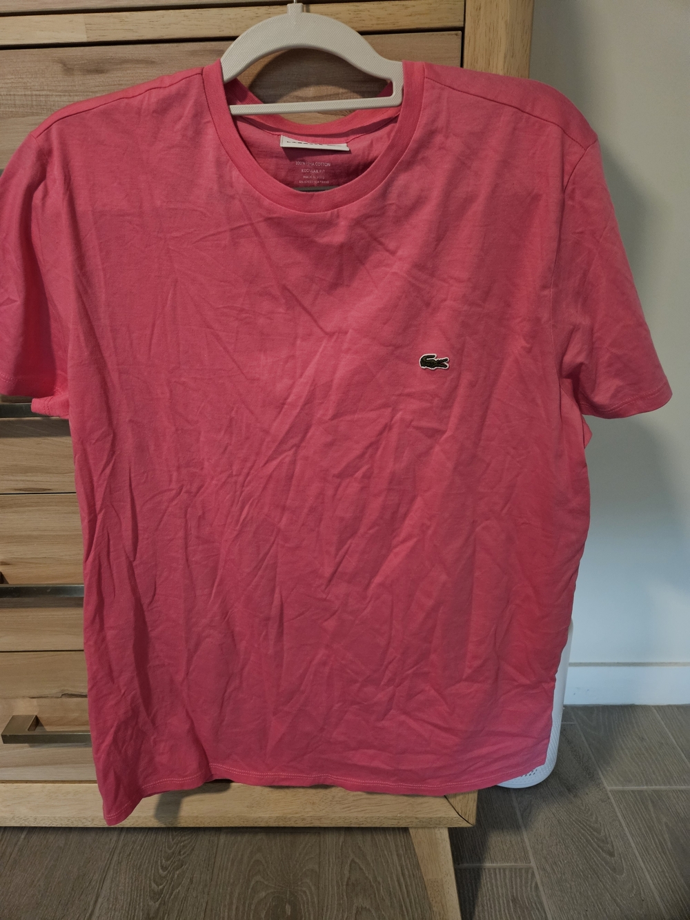 Lacoste Pink Short Sleeve Crewneck T-Shirt with Crocodile Logo